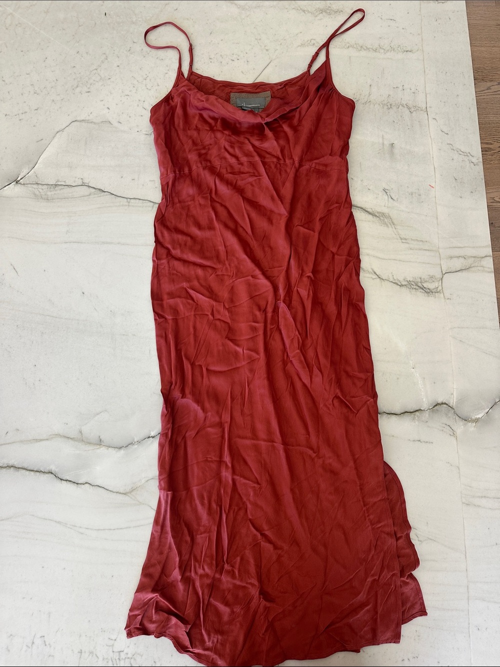Anthropologie Rust Orange Slip Maxi Dress